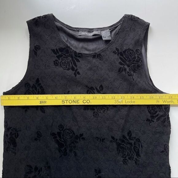 Impressions Black Velvet and Lace Sleeveless Top - Picture 7 of 8